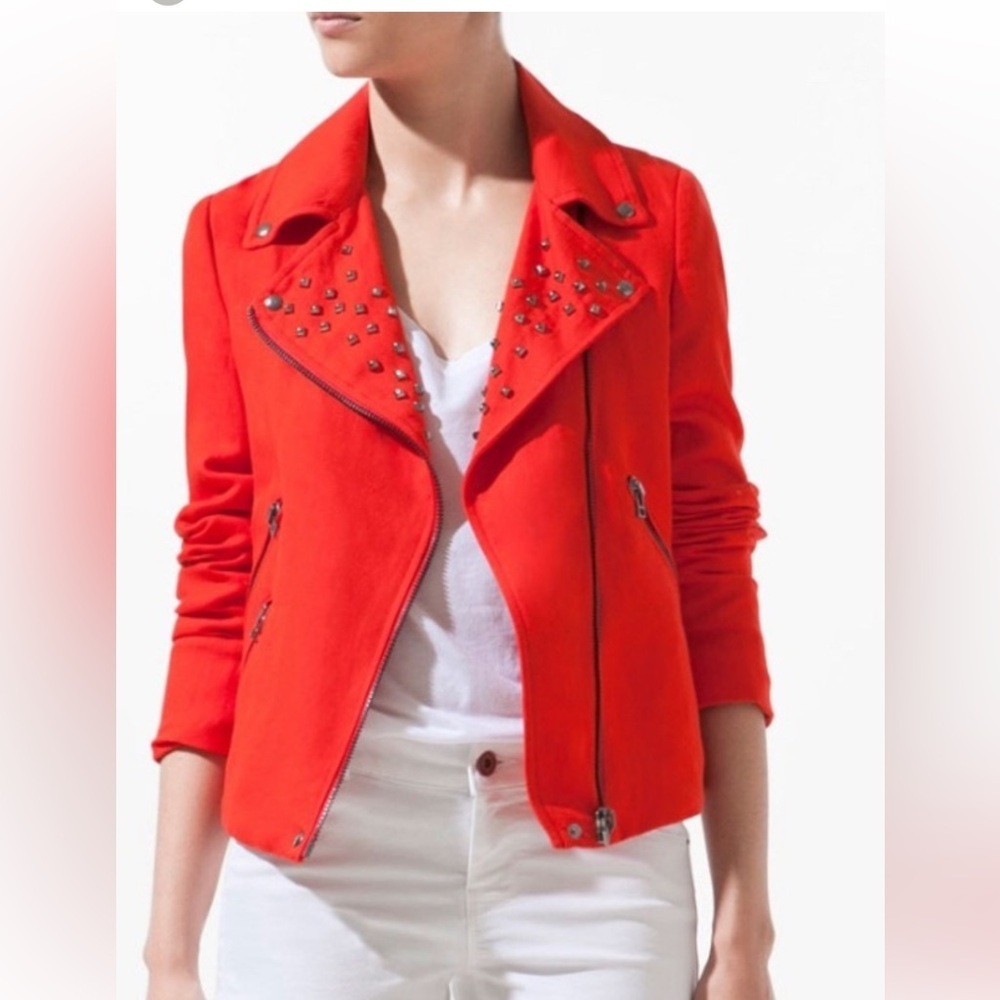 Zara Women's Red Studded Jacket - Picture 9 of 9